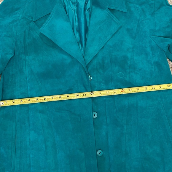 Vintage Lilli Ann Collections UltraSuede Brand Fabric Jacket - Teal - Picture 6 of 7